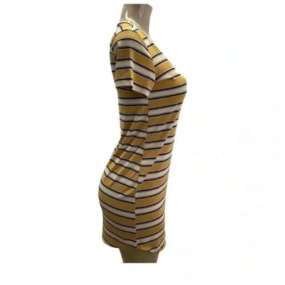 Pink Rose Yellow Striped Mini Dress (Preowned) - Picture 2 of 5